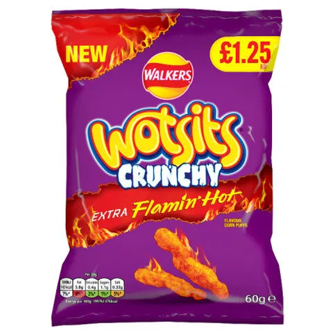 Wotsits Crunchy Extra Flamin' Hot Sharing Bag Crisps 60g PMP