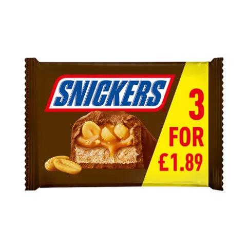 Snickers Caramel, Nougat, Peanuts & Milk Chocolate Bars Multipack £1.89 PMP 3x41.7g
